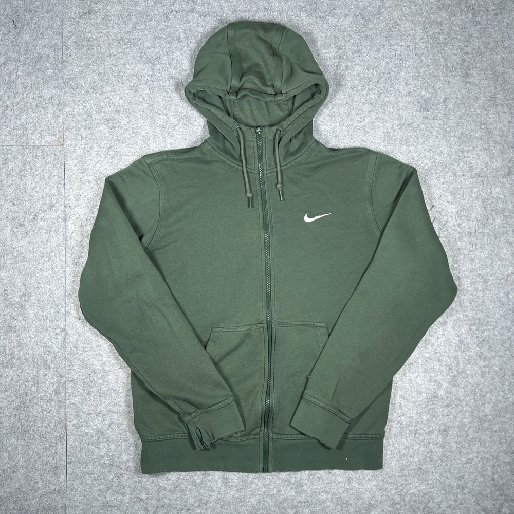 Nike Hoodie Mens Medium Green Full Zip Sportswear Club Fleece 823531-337 Active